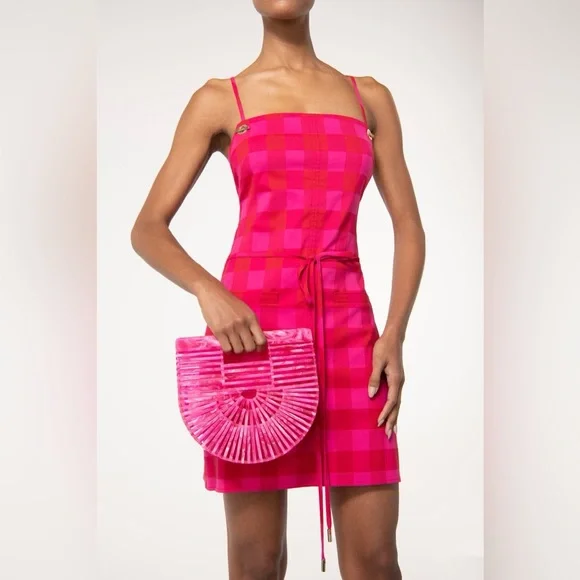 SOLD Cult Gaia Daria Gingham Micro Mini Dress In Red - Picture 3 of 9